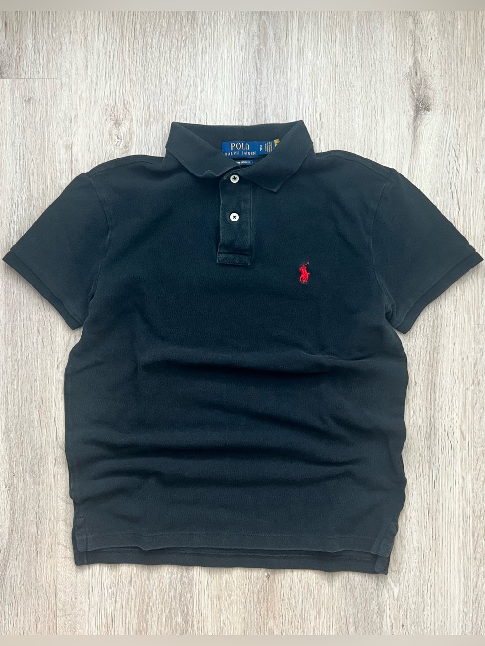 Y2K Polo Ralph Lauren Black Mesh Polo Baby Tee Womens Small Slim Fit Preppy